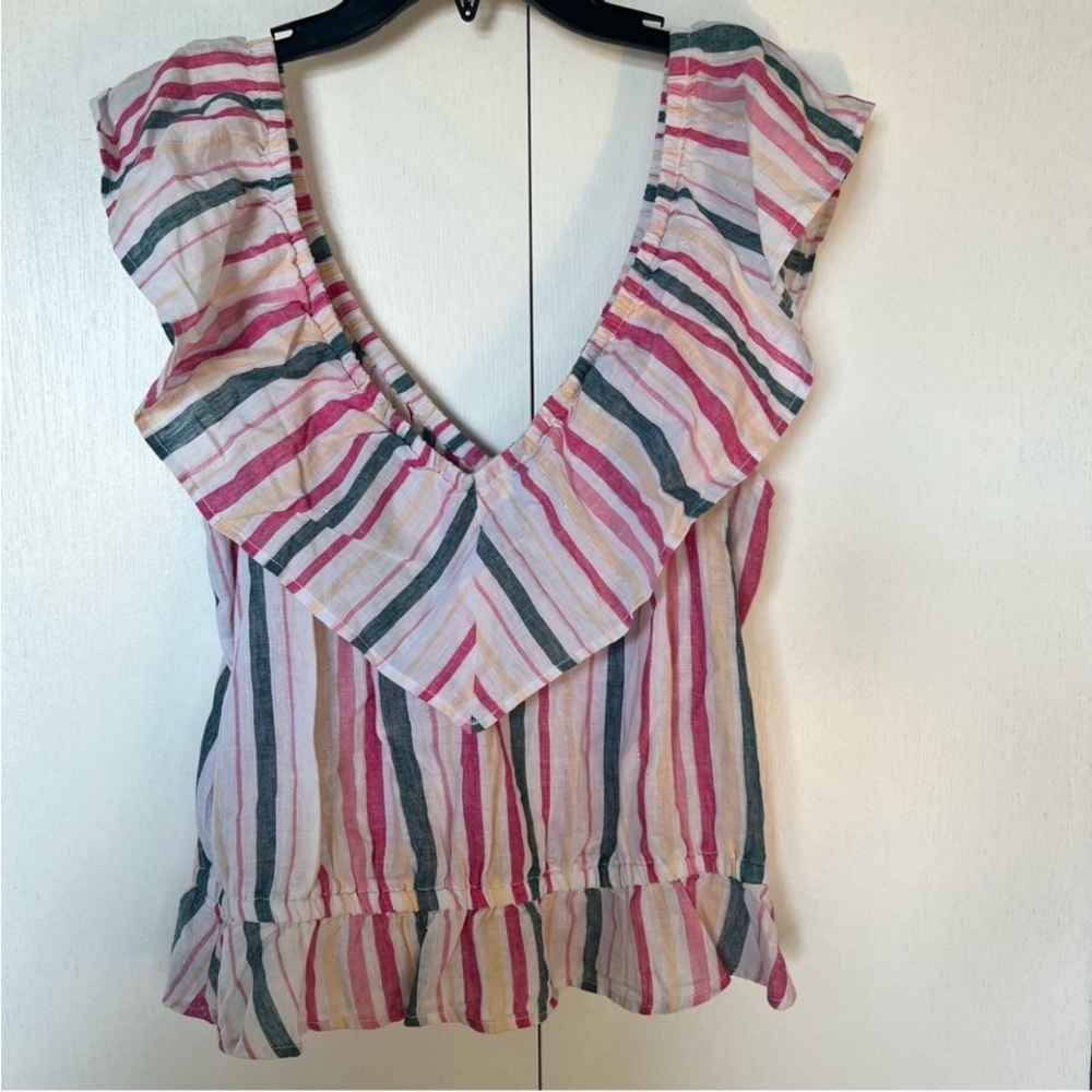 Express Multicolor Striped V-Neck Blouse